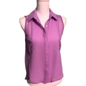Chloe K sheer button down sleeveless shirt size small
